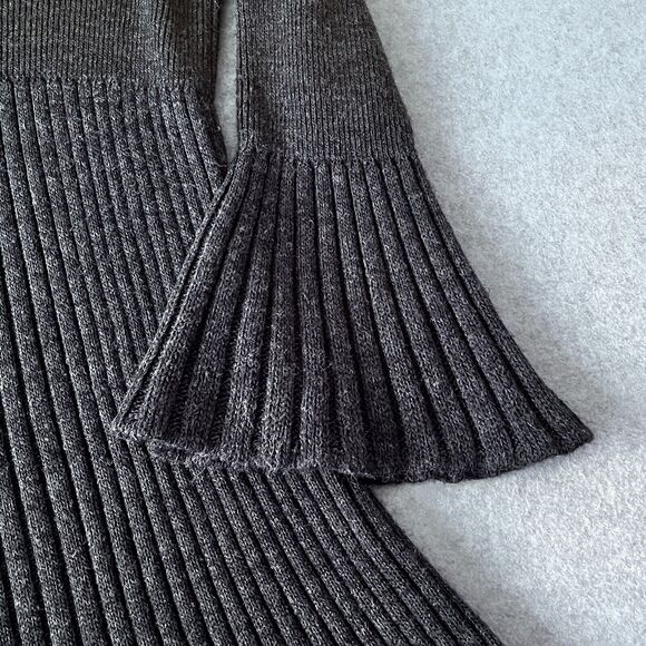 Midi Sweater Dress SZ Med Academia School Girl Retro Pleats Grey College Chic - Picture 5 of 10